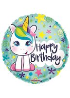 Happy Birthday Enhörning Heliumballong