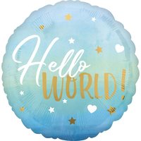 Heliumballong Hello World Blå