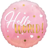 Heliumballong Hello World Rosa