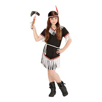 Indianflicka Barn Svart Maskeraddräkt