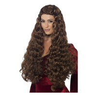 Medeltida Prinsessa Brun Peruk