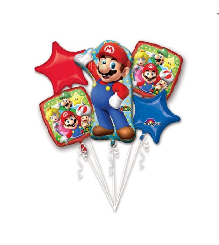 Super Mario Bukett 5St Heliumballonger